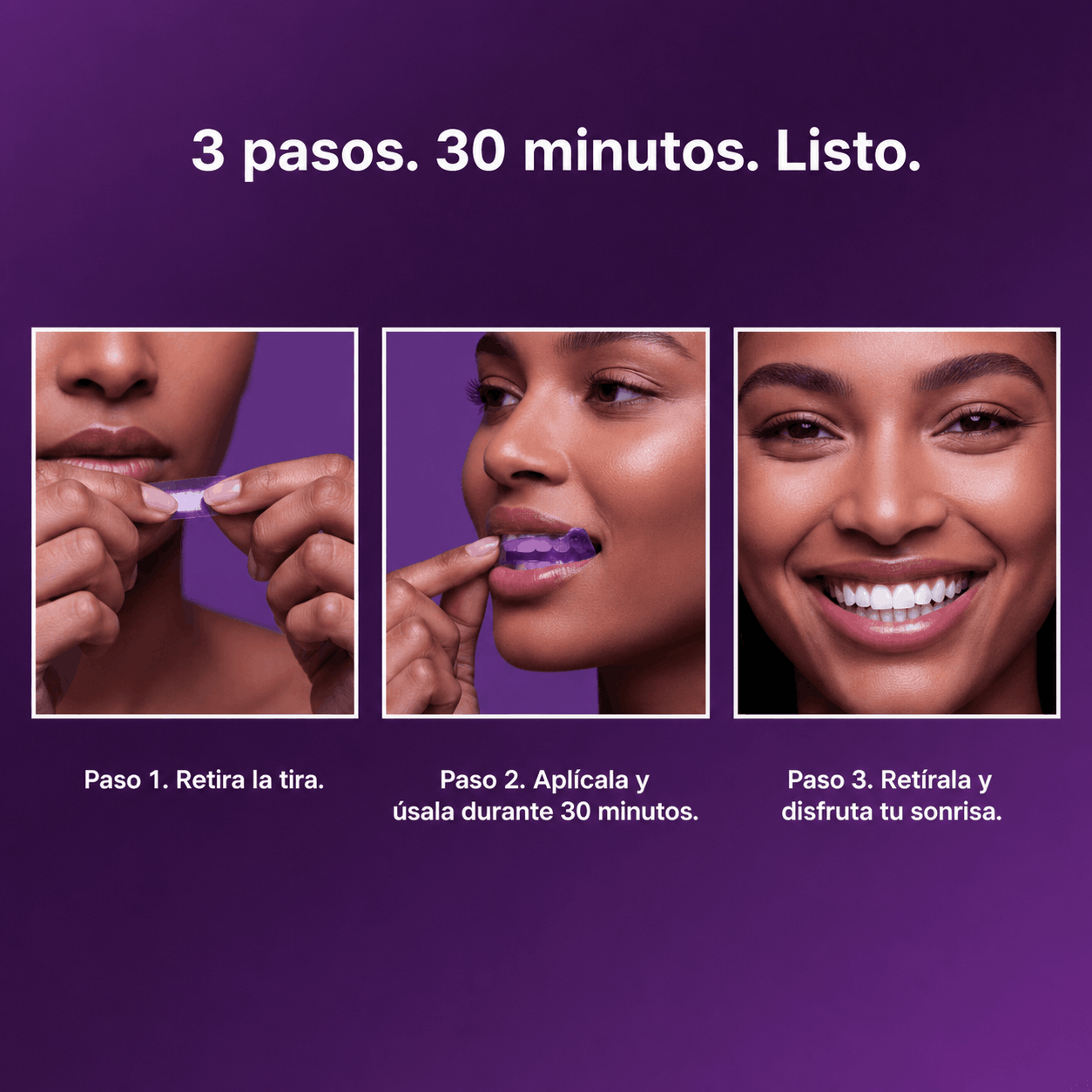 Tiras Moradas Blanqueadoras de Dientes